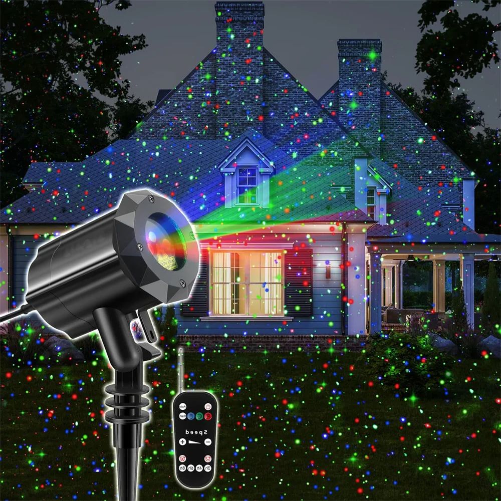Outdoor Lighting Uk - Рождественский лазерный проектор, уличный светлячок, красный/зеленый/синий,
