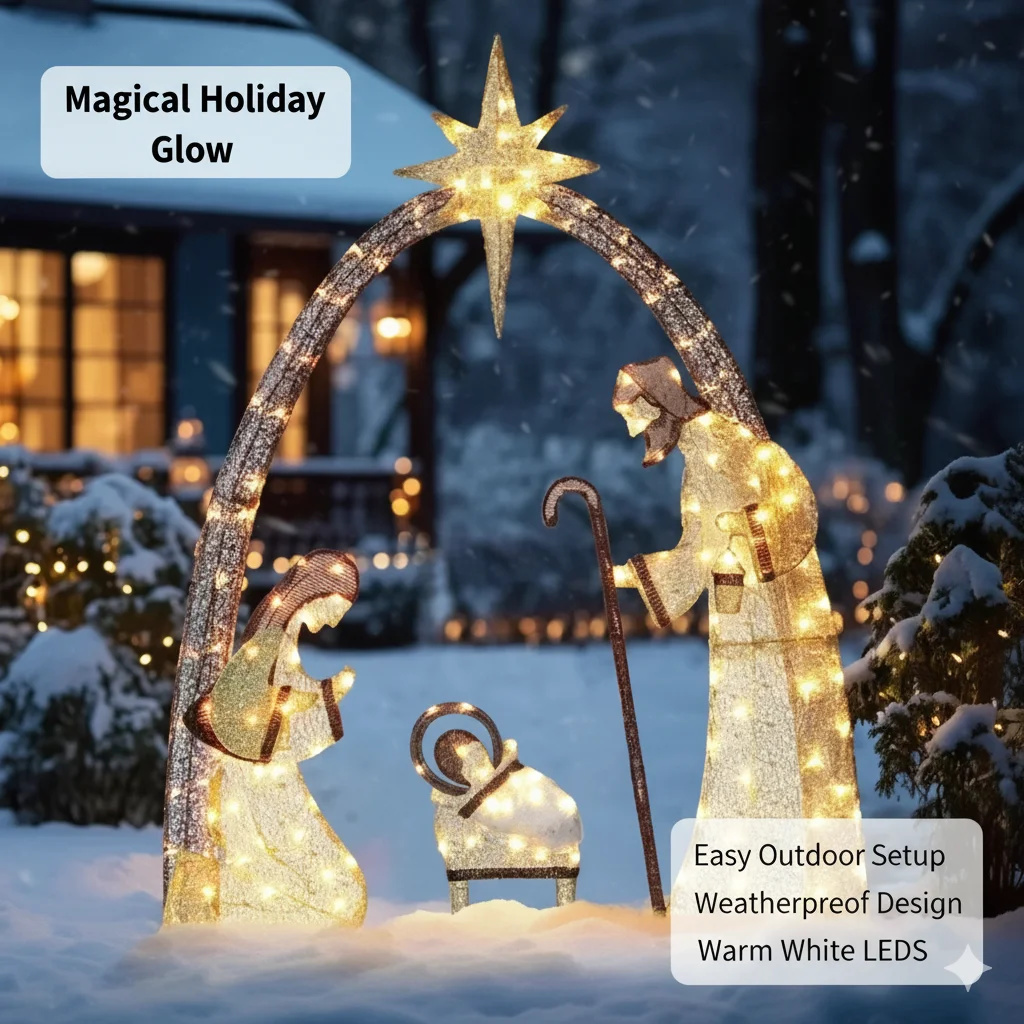 Outdoor Lighting Effects - 5,5 фута Рождественский вертеп, уличный декор